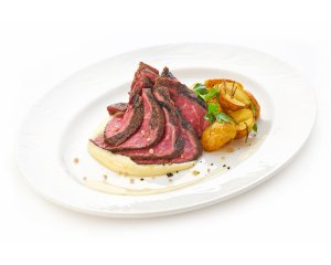 Изображение Мясо в пепле с соусом горгонзола